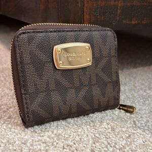 Michael Kors Dark Brown Wallet with Gold Hardware